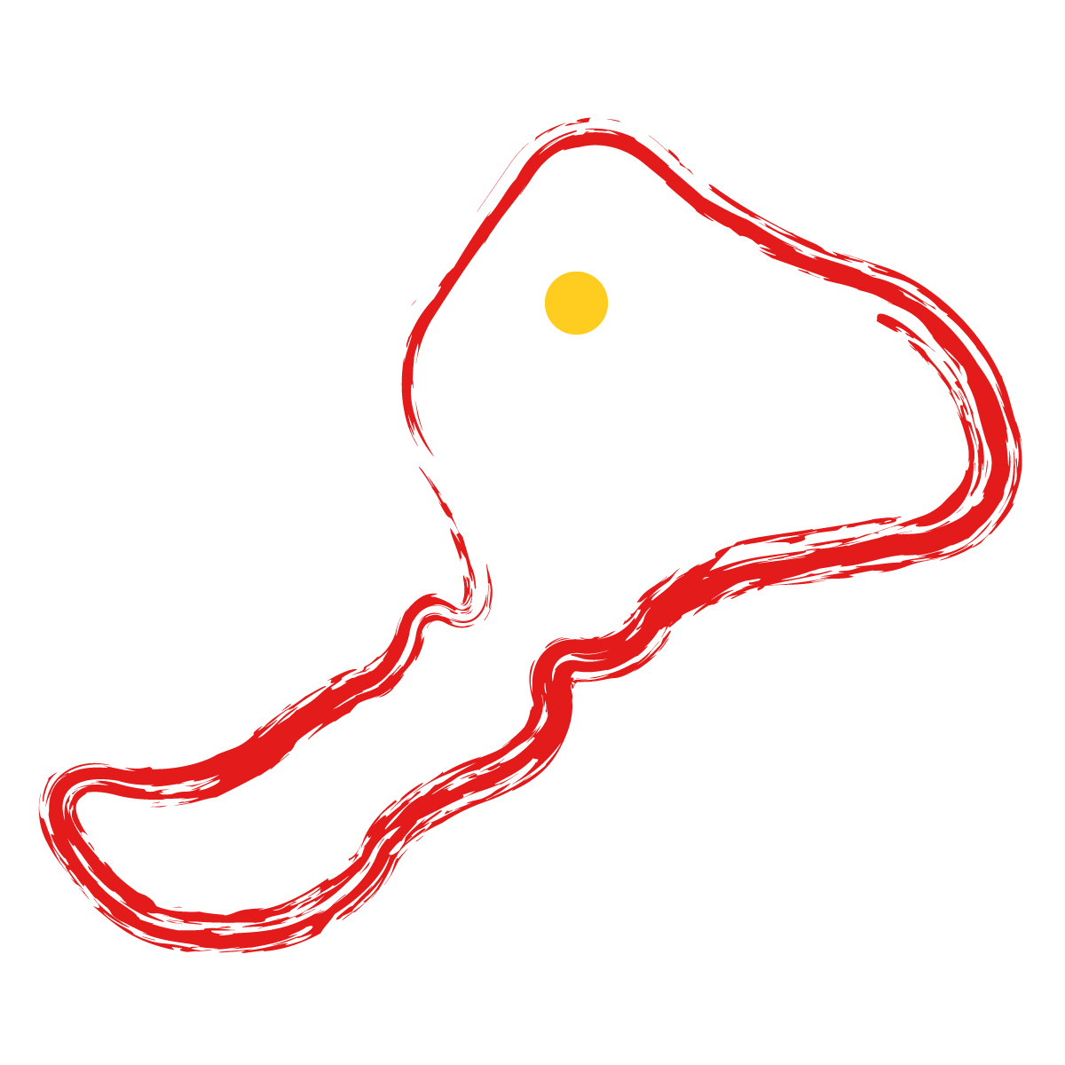 福井県の無料フリーイラスト｜簡易・県庁あり・毛筆(赤)