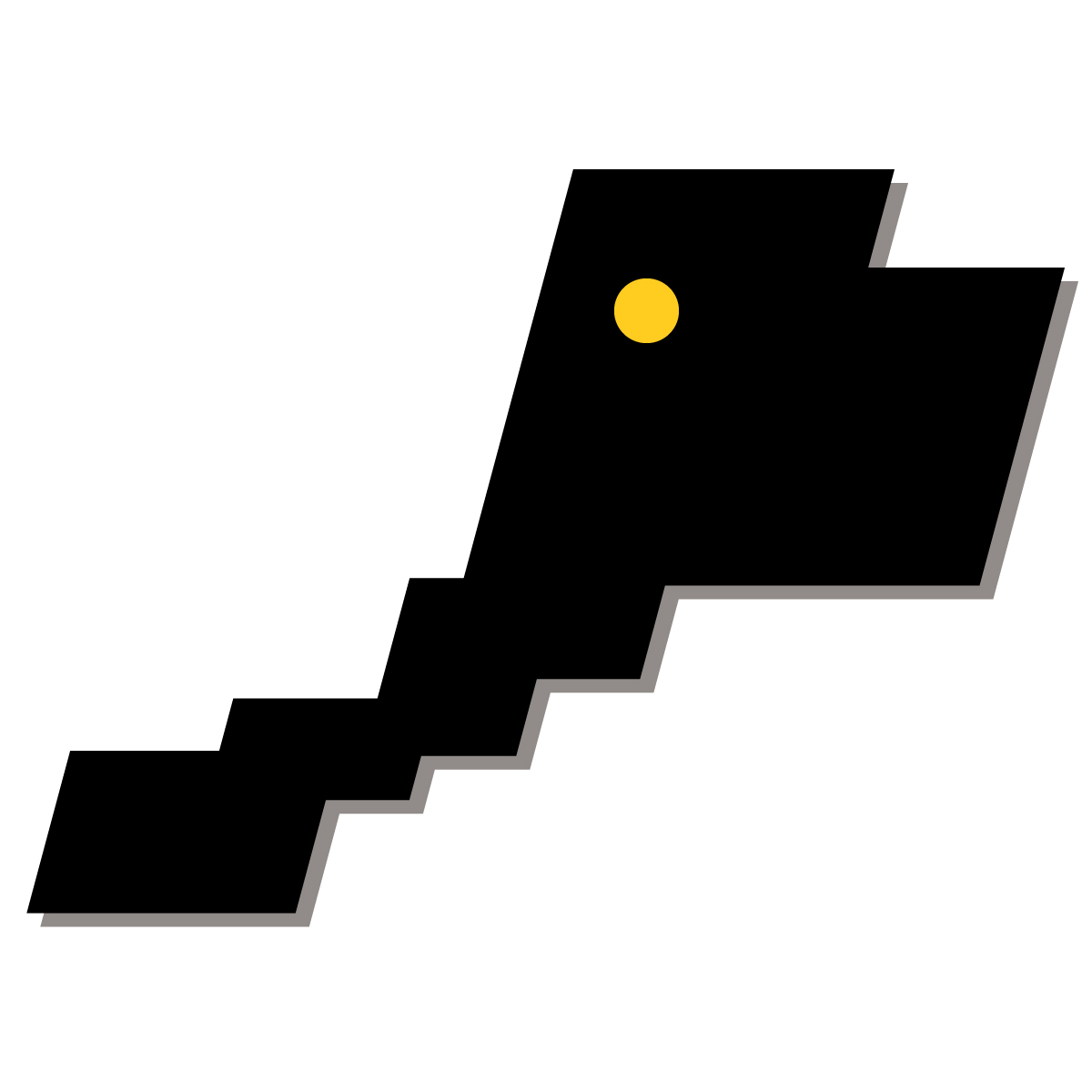 福井県の無料フリーイラスト｜簡易・県庁あり・四角斜め(黒)