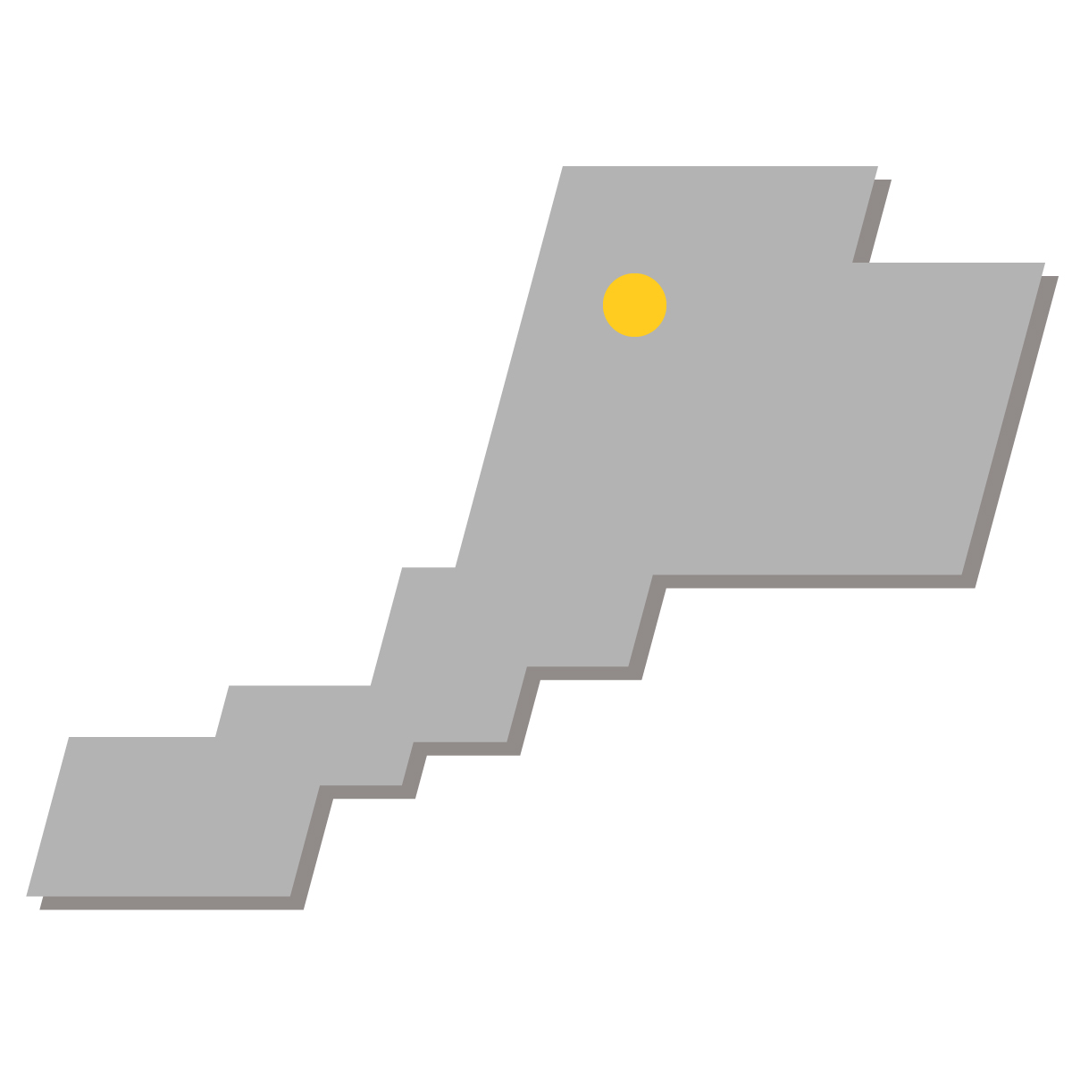 福井県の無料フリーイラスト|簡易・県庁あり・四角斜め(グレー)