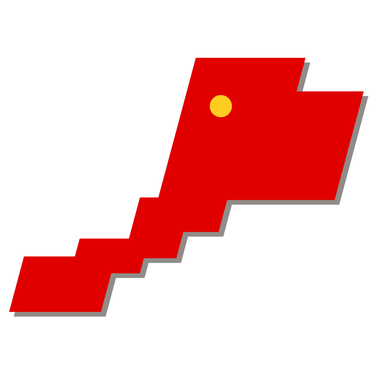 福井県の無料フリーイラスト|簡易・県庁あり・四角斜め(赤)