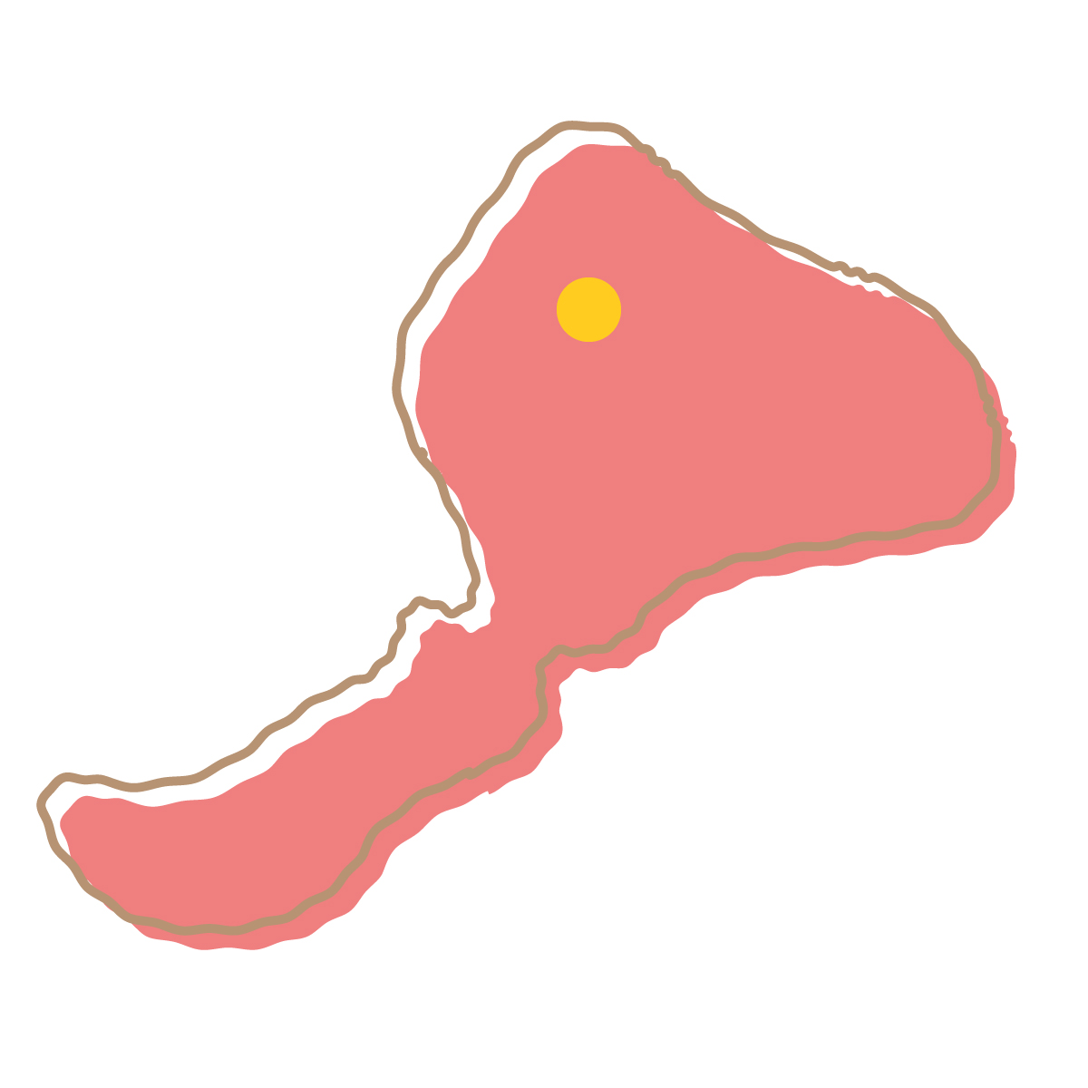 福井県の無料フリーイラスト|簡易・県庁あり・イラスト風(赤)