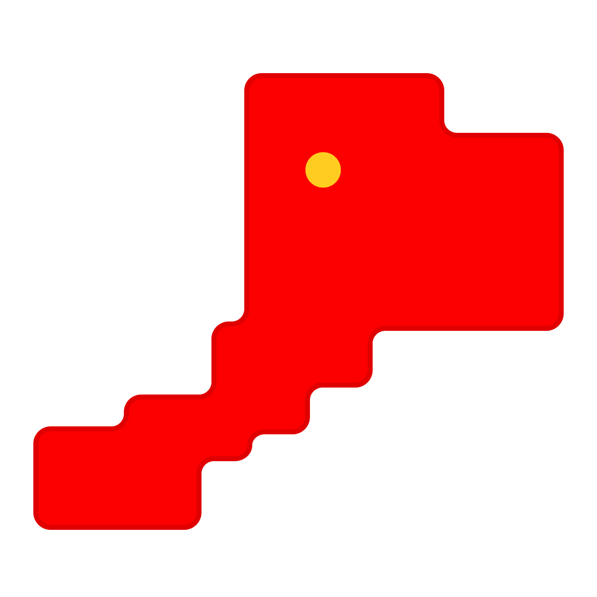 福井県の無料フリーイラスト｜簡易・県庁あり・角丸(赤)