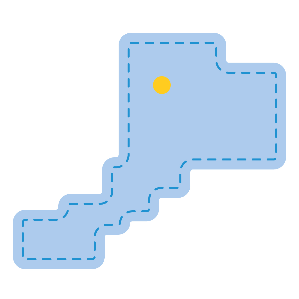 福井県の無料フリーイラスト｜簡易・県庁あり・角丸ステッチ(青)