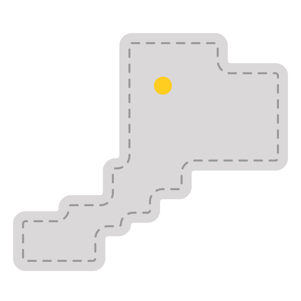 福井県の無料フリーイラスト｜簡易・県庁あり・角丸ステッチ(グレー)
