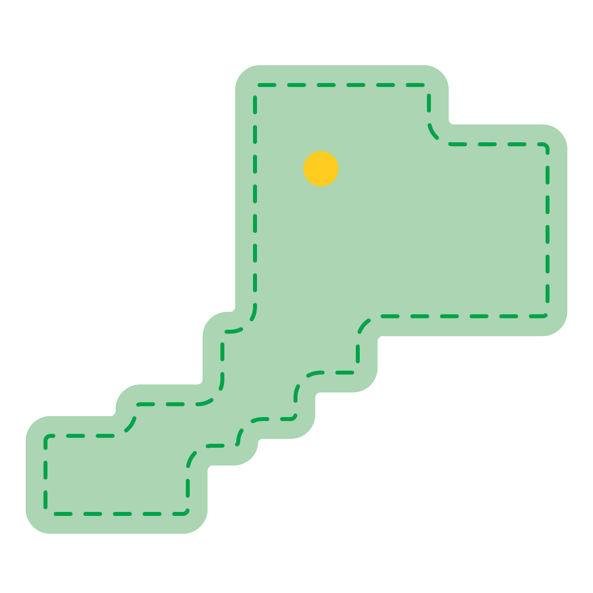 福井県の無料フリーイラスト｜簡易・県庁あり・角丸ステッチ(緑)
