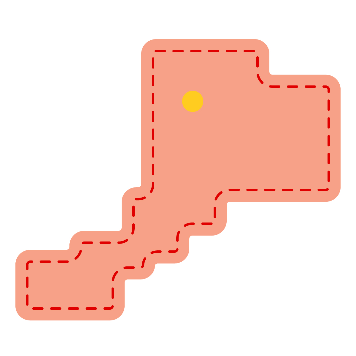 福井県の無料フリーイラスト|簡易・県庁あり・角丸ステッチ(赤)