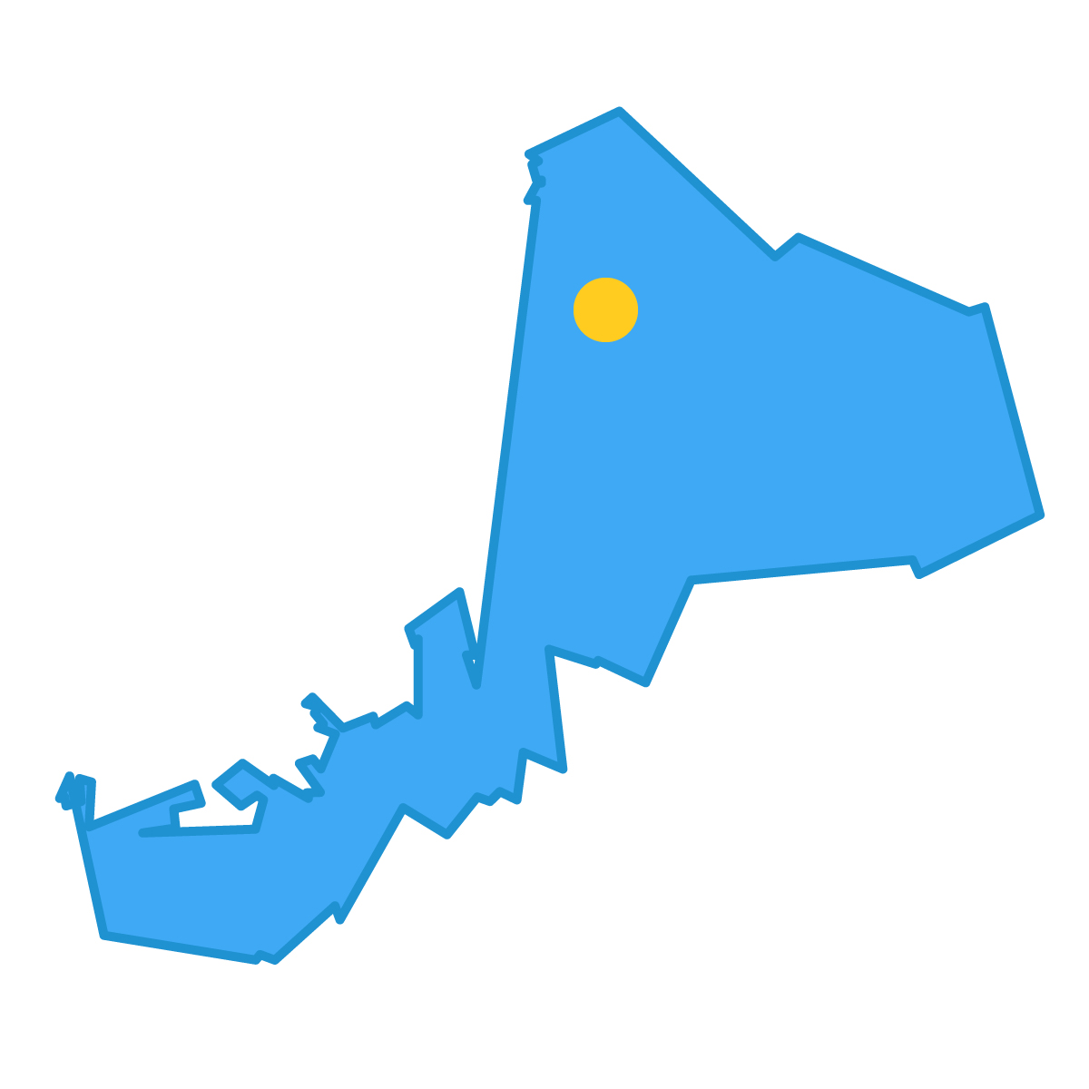 福井県の無料フリーイラスト|簡易・県庁あり・単純化(青)