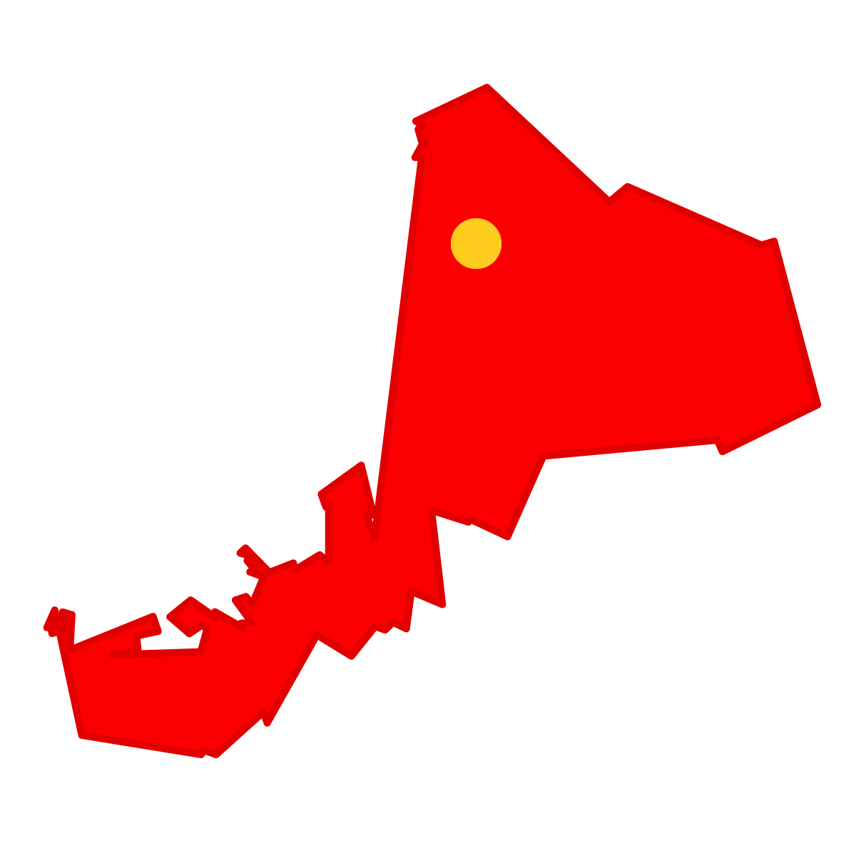 福井県の無料フリーイラスト｜簡易・県庁あり・単純化(赤)