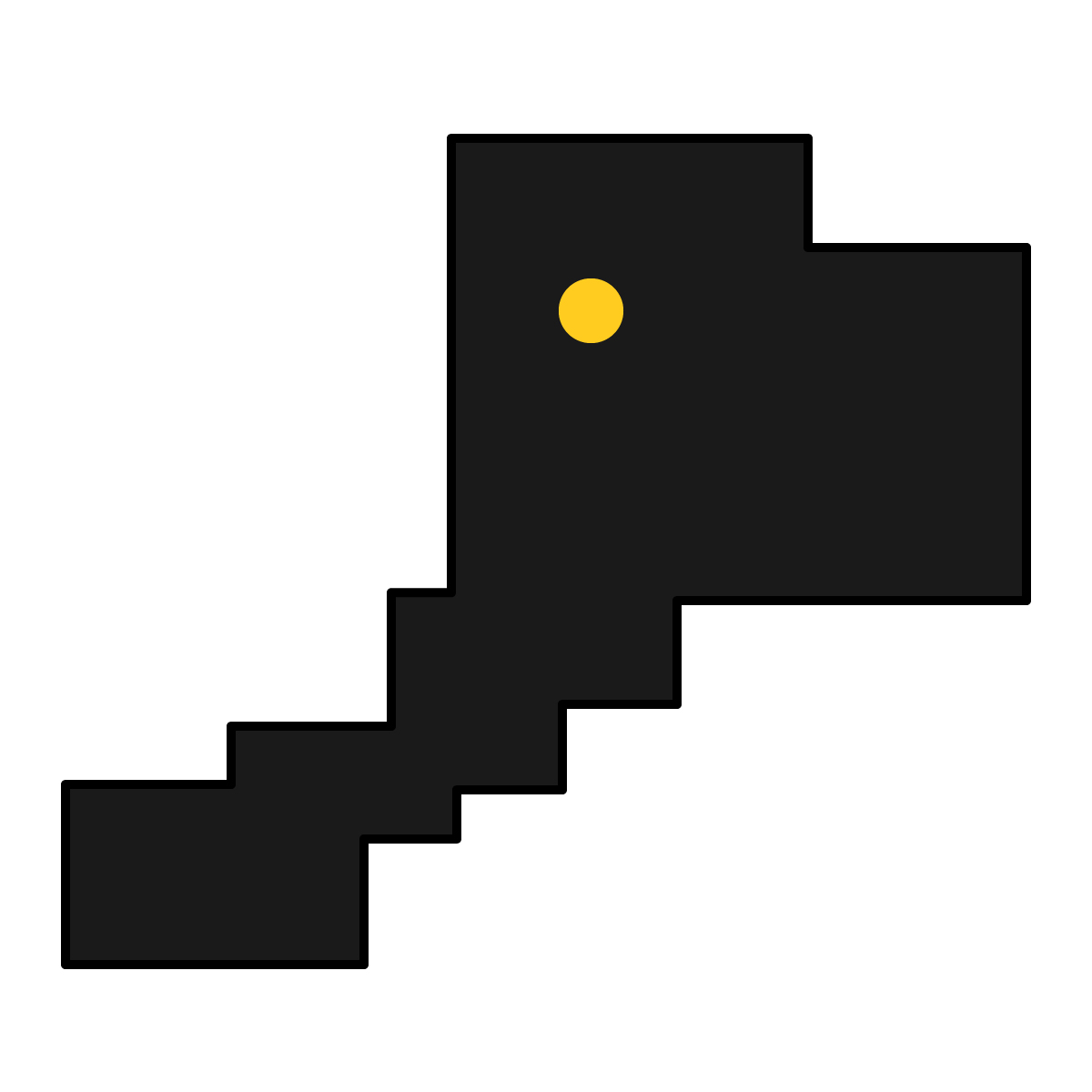 福井県の無料フリーイラスト｜簡易・県庁あり・四角(黒)