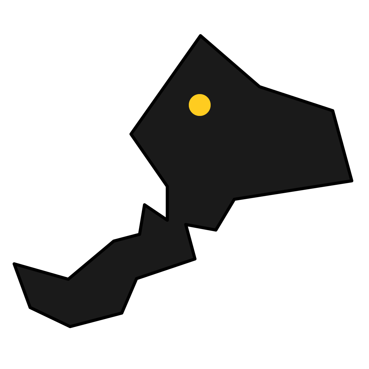 福井県の無料フリーイラスト|簡易・県庁あり・三角(黒)