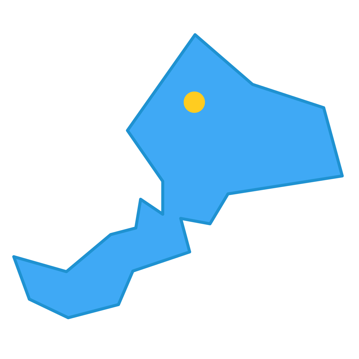 福井県の無料フリーイラスト｜簡易・県庁あり・三角(青)
