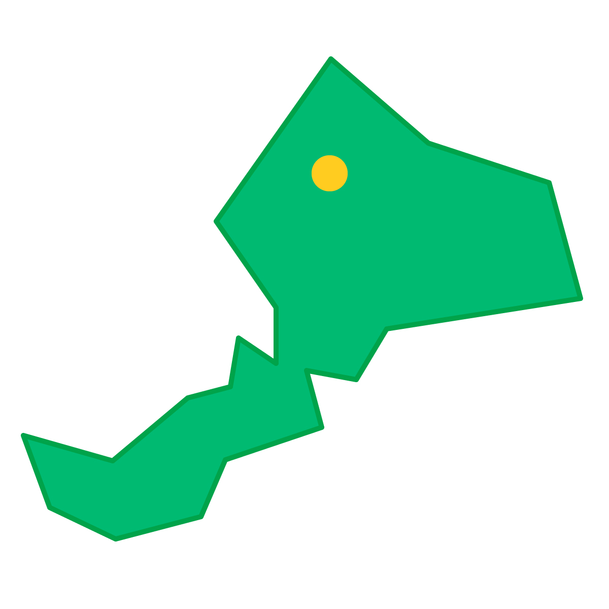 福井県の無料フリーイラスト｜簡易・県庁あり・三角(緑)