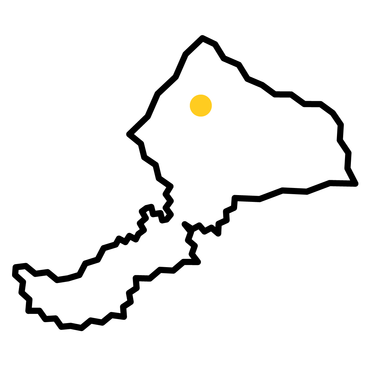 福井県の無料フリーイラスト|簡易・県庁あり・ジグザグ(黒)