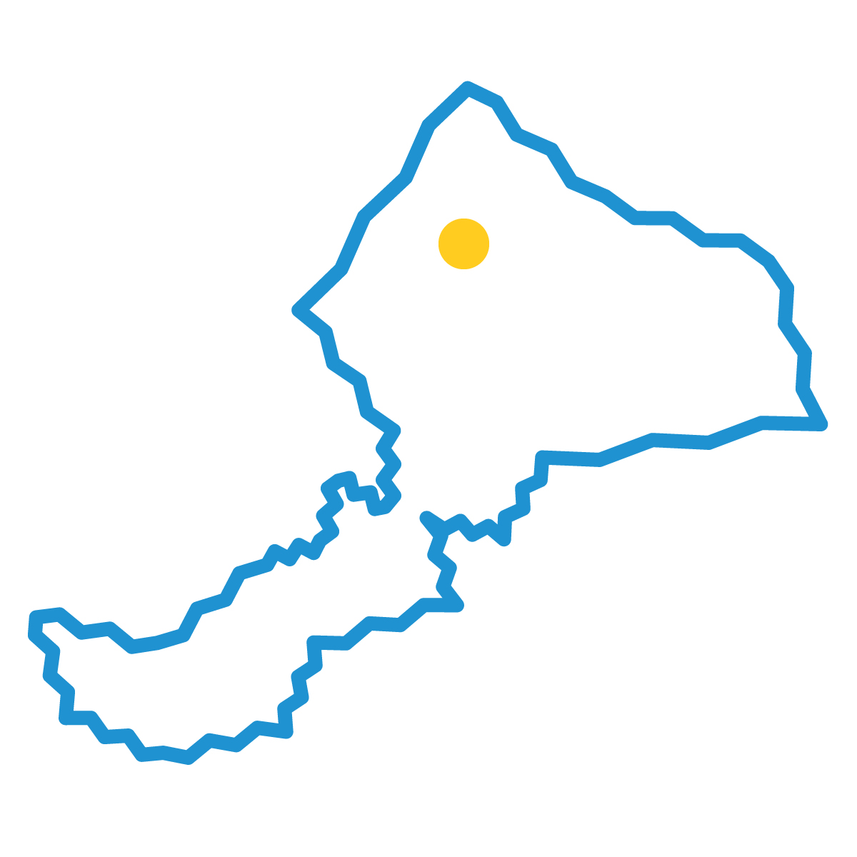 福井県の無料フリーイラスト｜簡易・県庁あり・ジグザグ(青)
