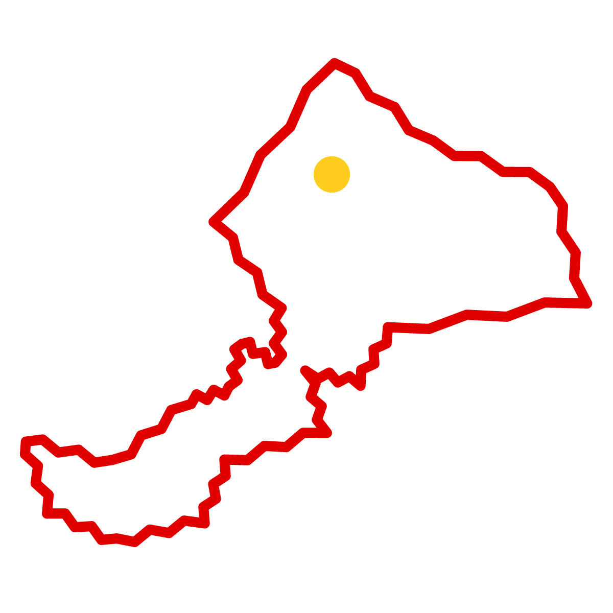 福井県の無料フリーイラスト|簡易・県庁あり・ジグザグ(赤)