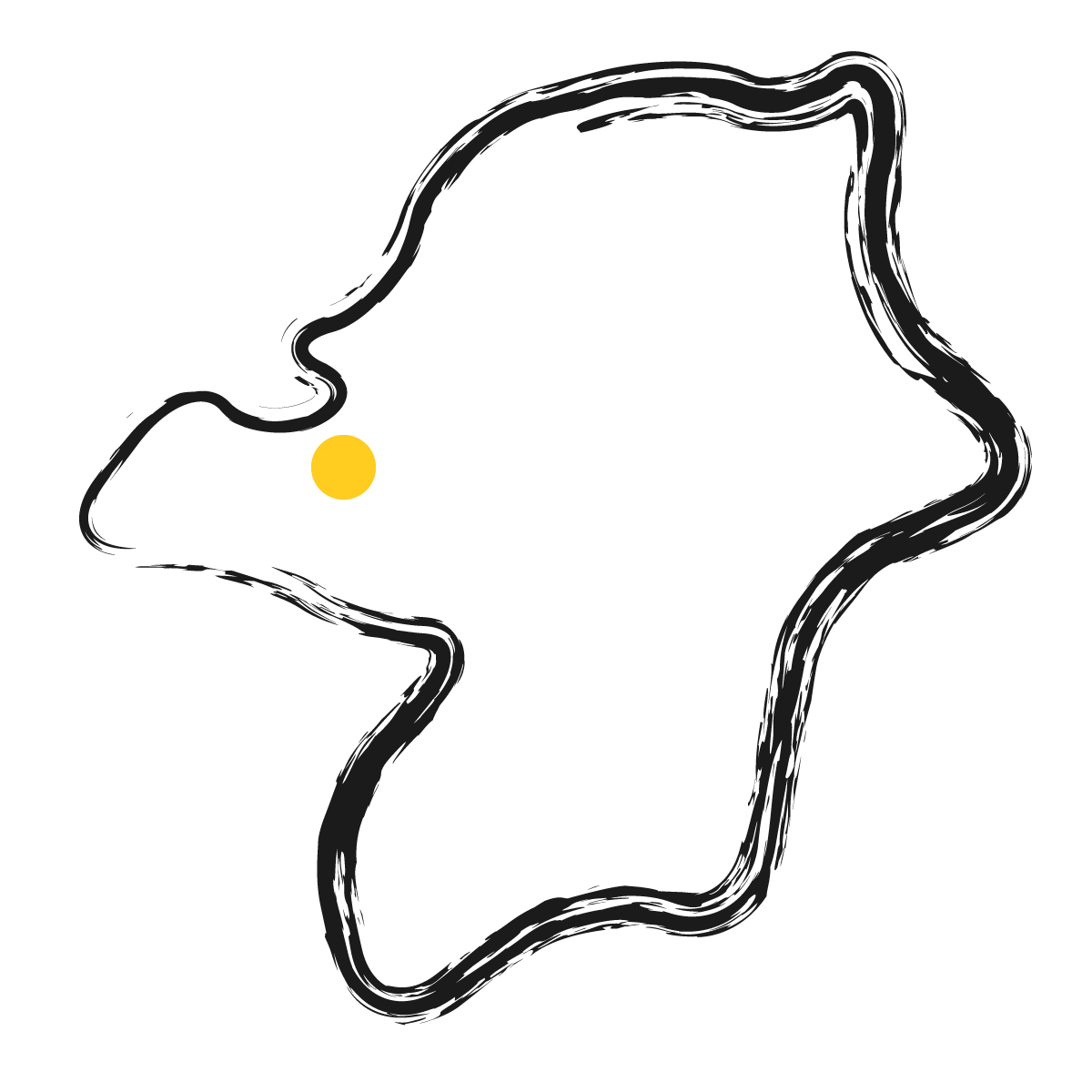 福岡県の無料フリーイラスト｜簡易・県庁あり・毛筆(黒)