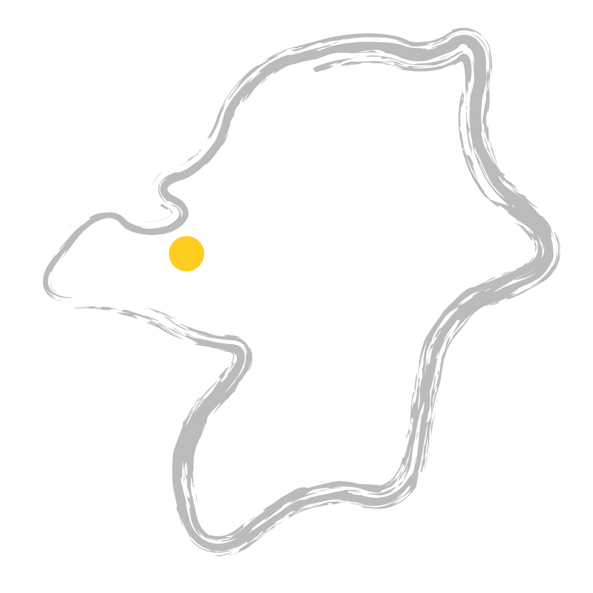 福岡県の無料フリーイラスト｜簡易・県庁あり・毛筆(グレー)