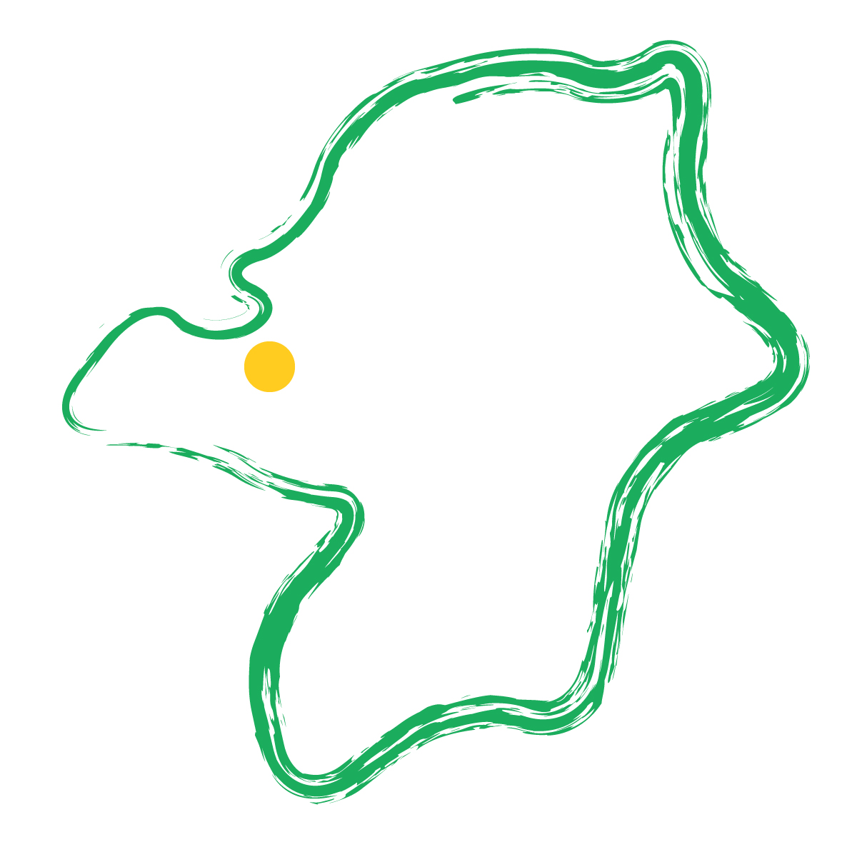 福岡県の無料フリーイラスト|簡易・県庁あり・毛筆(緑)