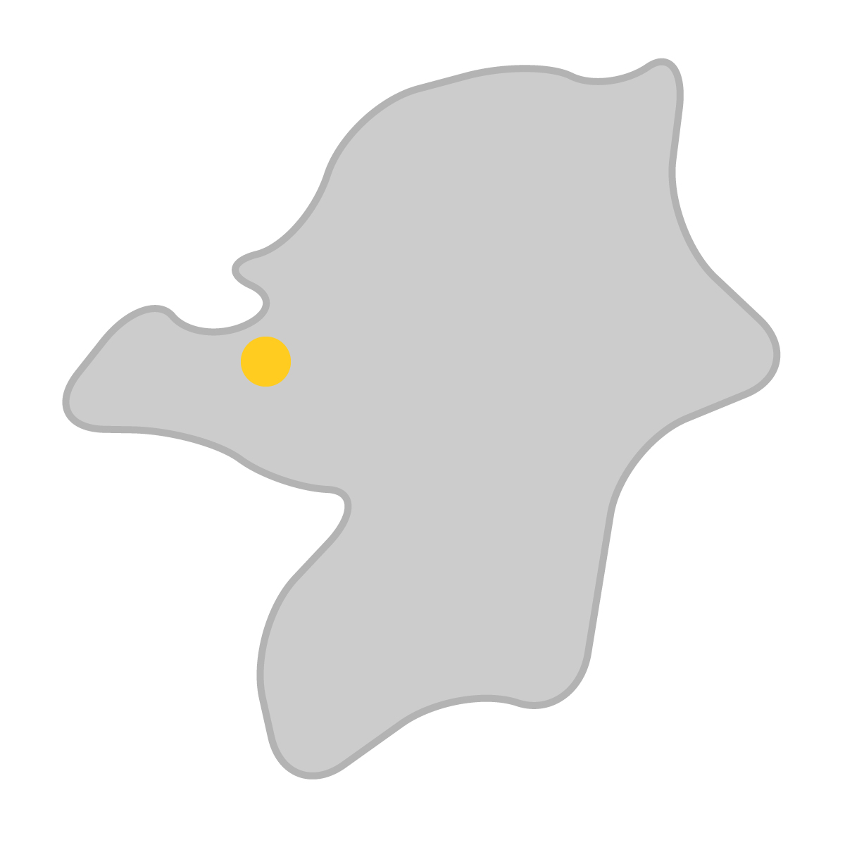 福岡県の無料フリーイラスト｜簡易・県庁あり・曲線(グレー)