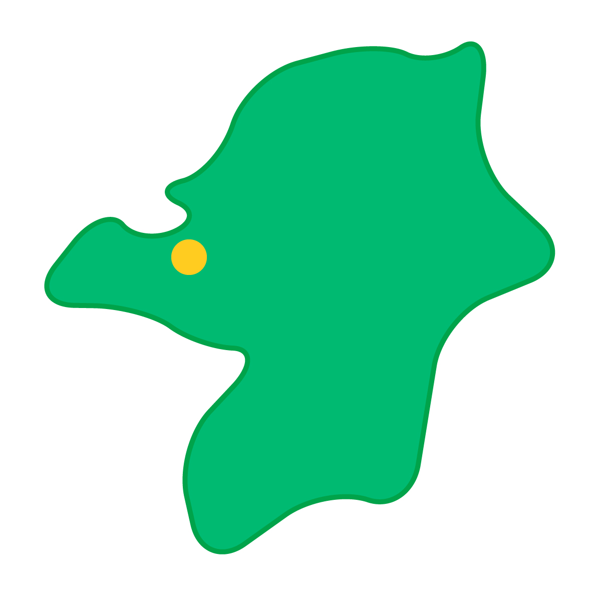 福岡県の無料フリーイラスト|簡易・県庁あり・曲線(緑)