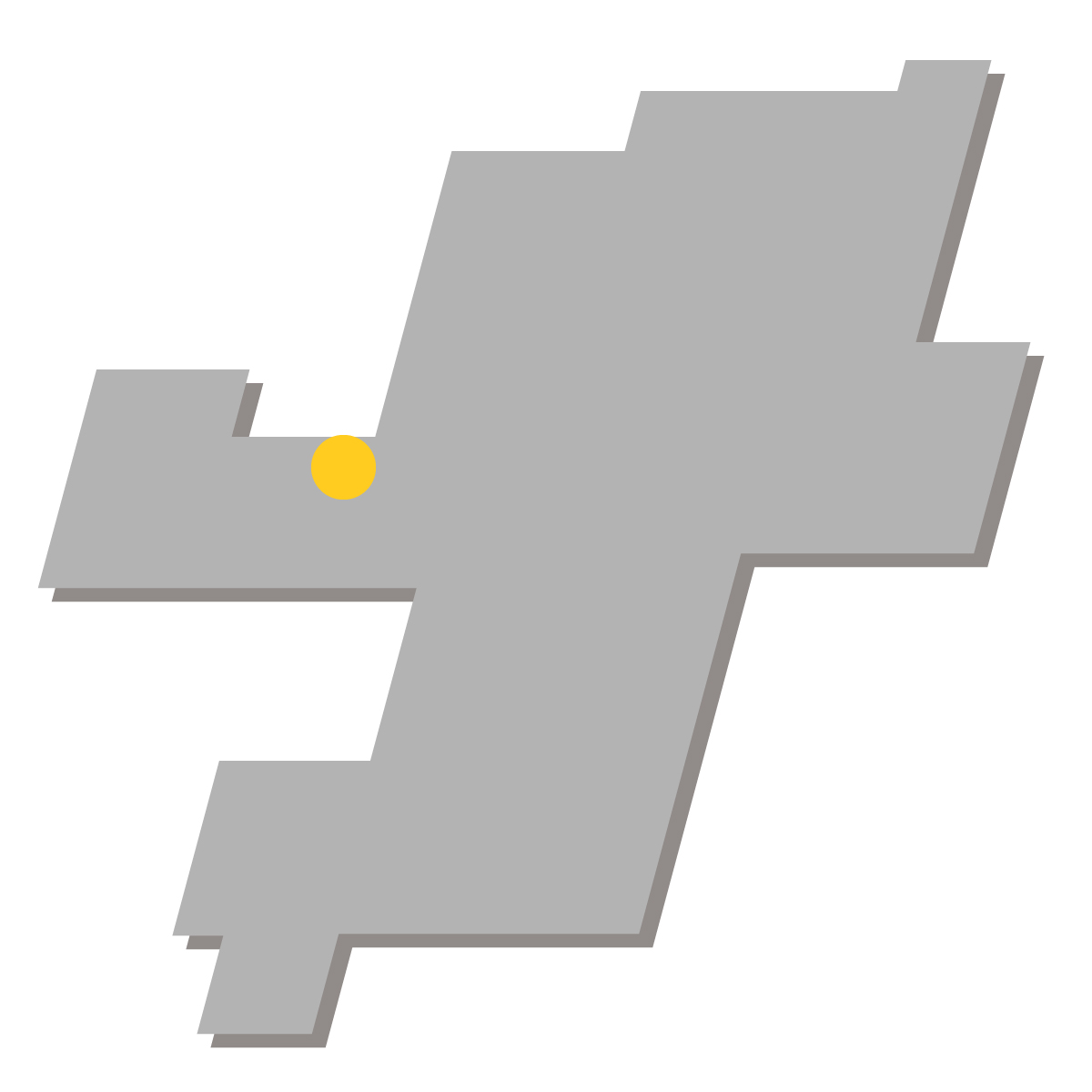 福岡県の無料フリーイラスト|簡易・県庁あり・四角斜め(グレー)
