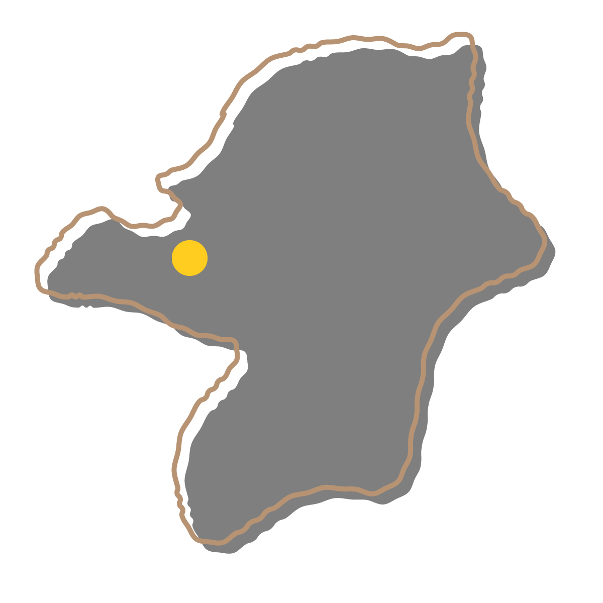 福岡県の無料フリーイラスト｜簡易・県庁あり・イラスト風(黒)