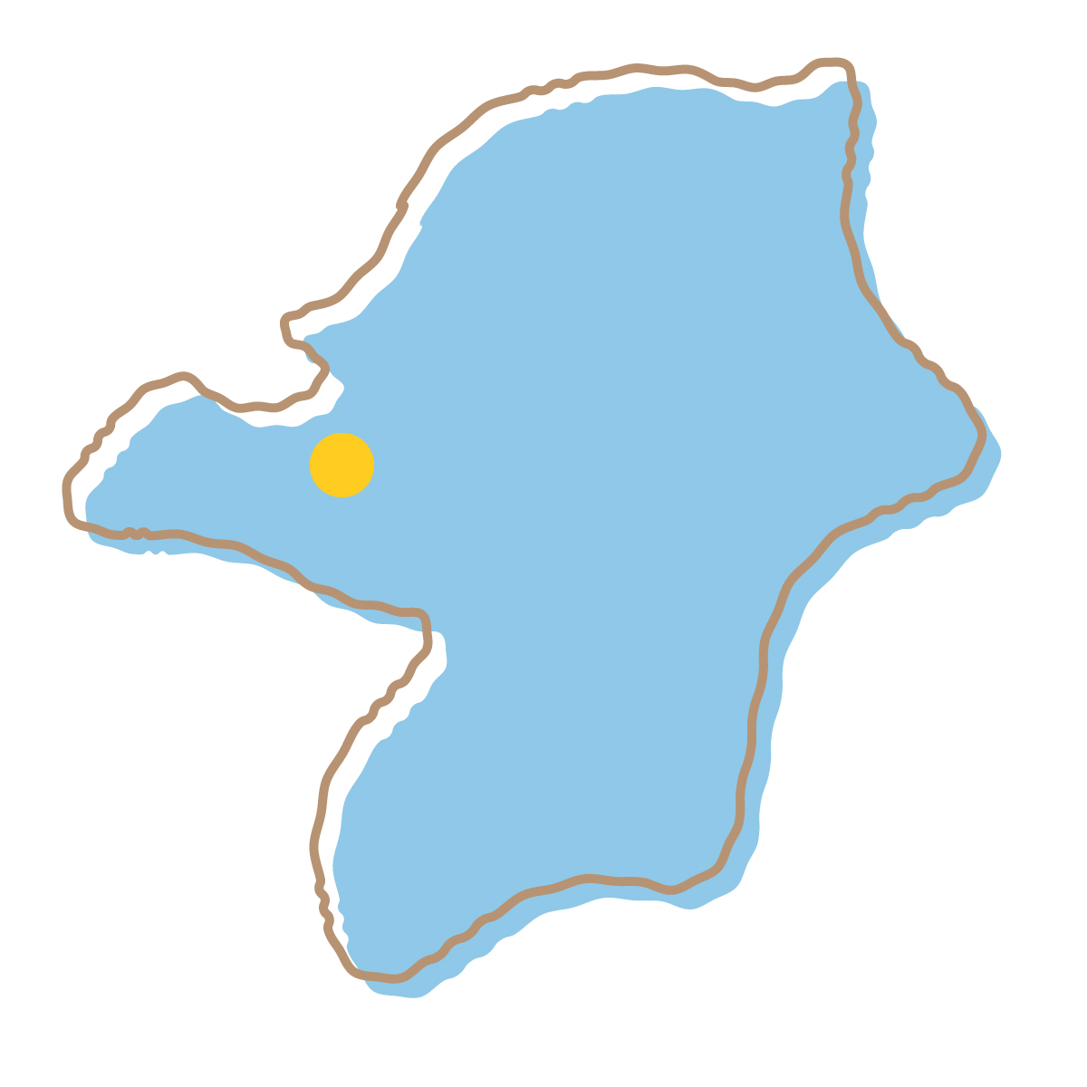 福岡県の無料フリーイラスト｜簡易・県庁あり・イラスト風(青)