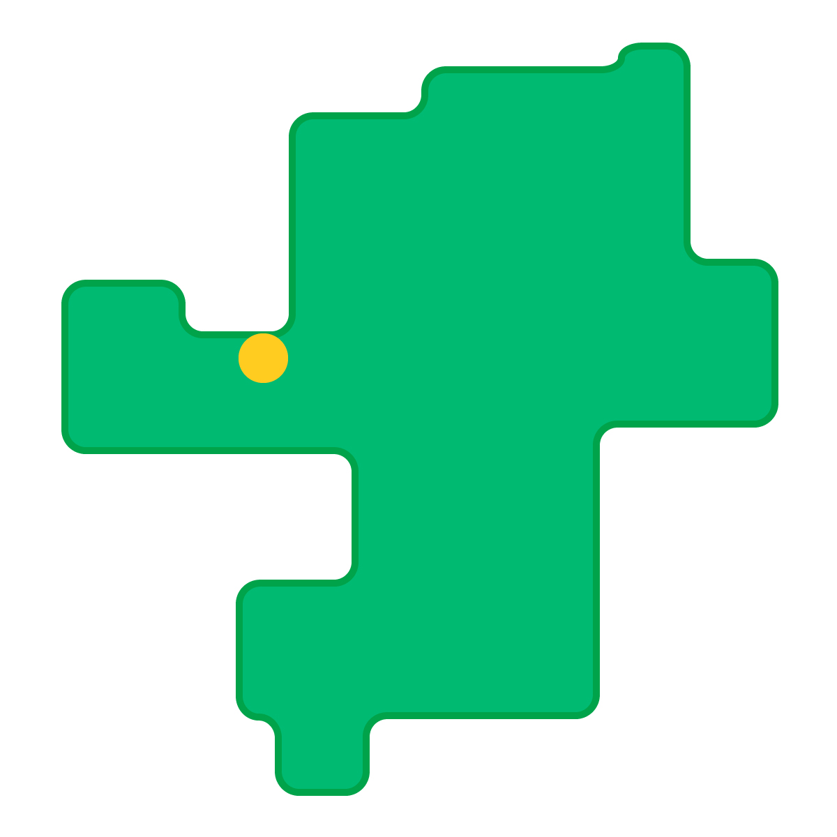 福岡県の無料フリーイラスト|簡易・県庁あり・角丸(緑)