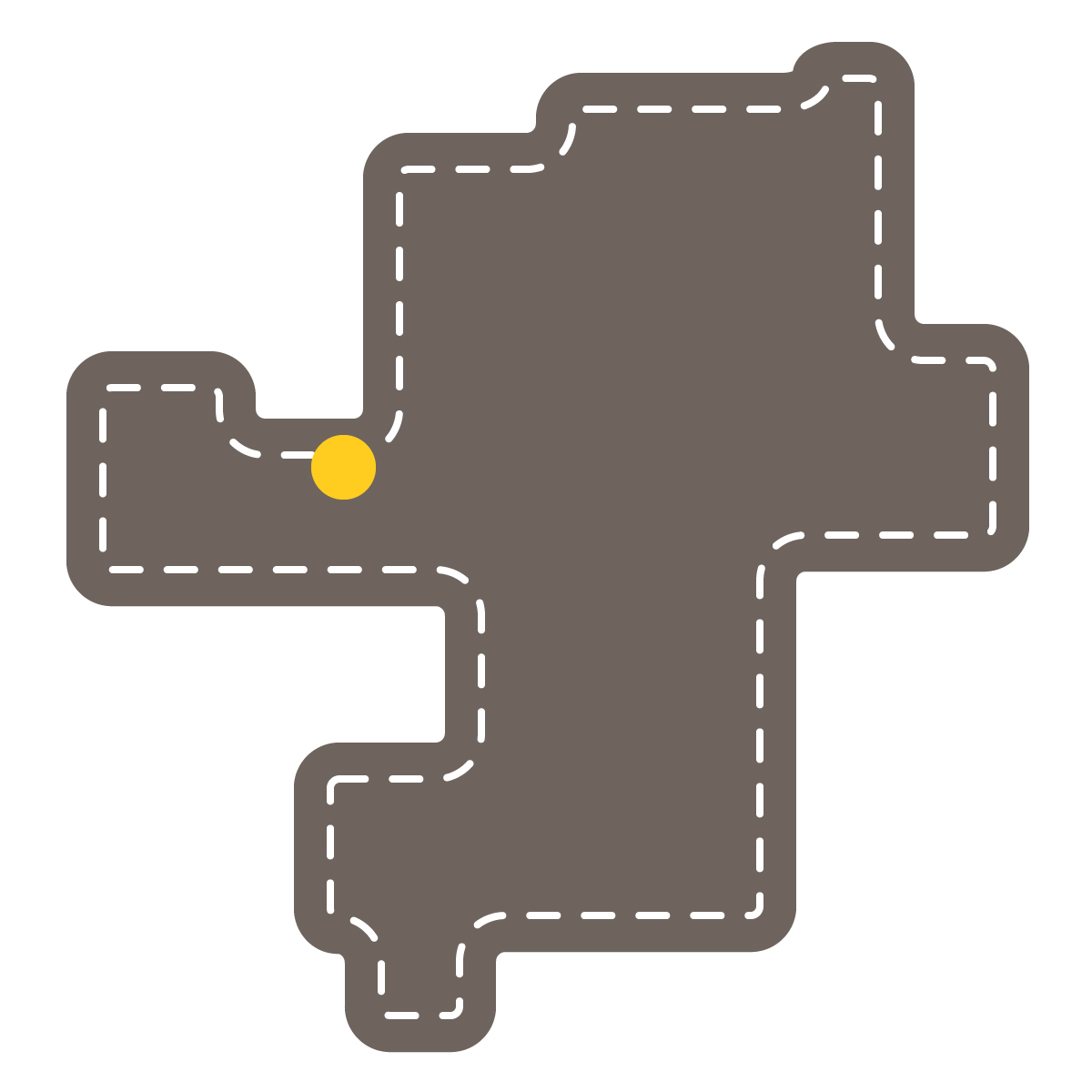 福岡県の無料フリーイラスト｜簡易・県庁あり・角丸ステッチ(黒)