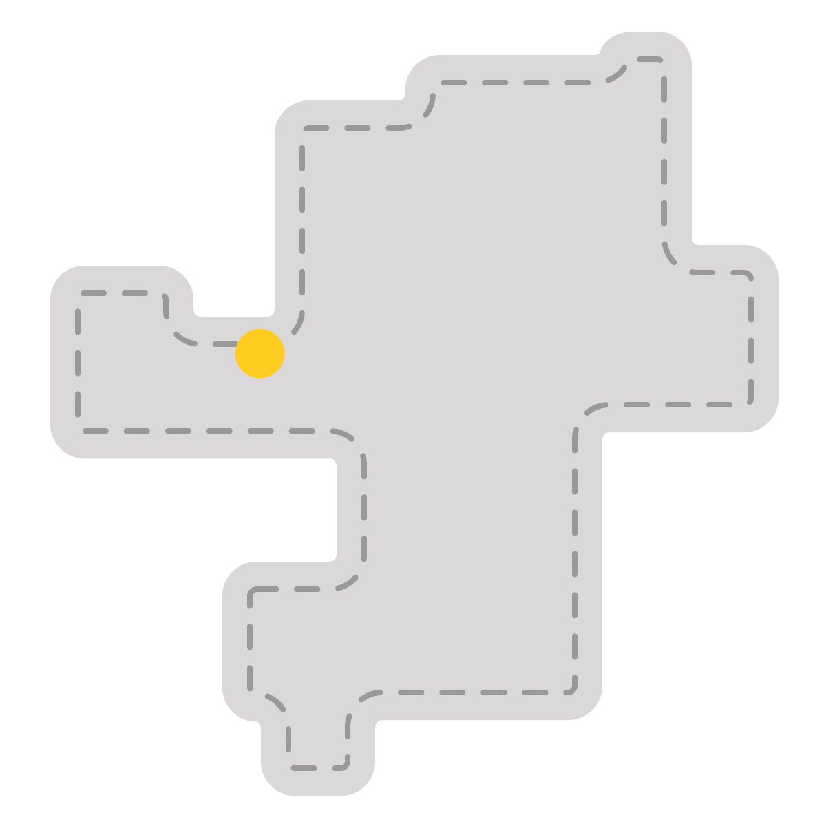 福岡県の無料フリーイラスト|簡易・県庁あり・角丸ステッチ(グレー)
