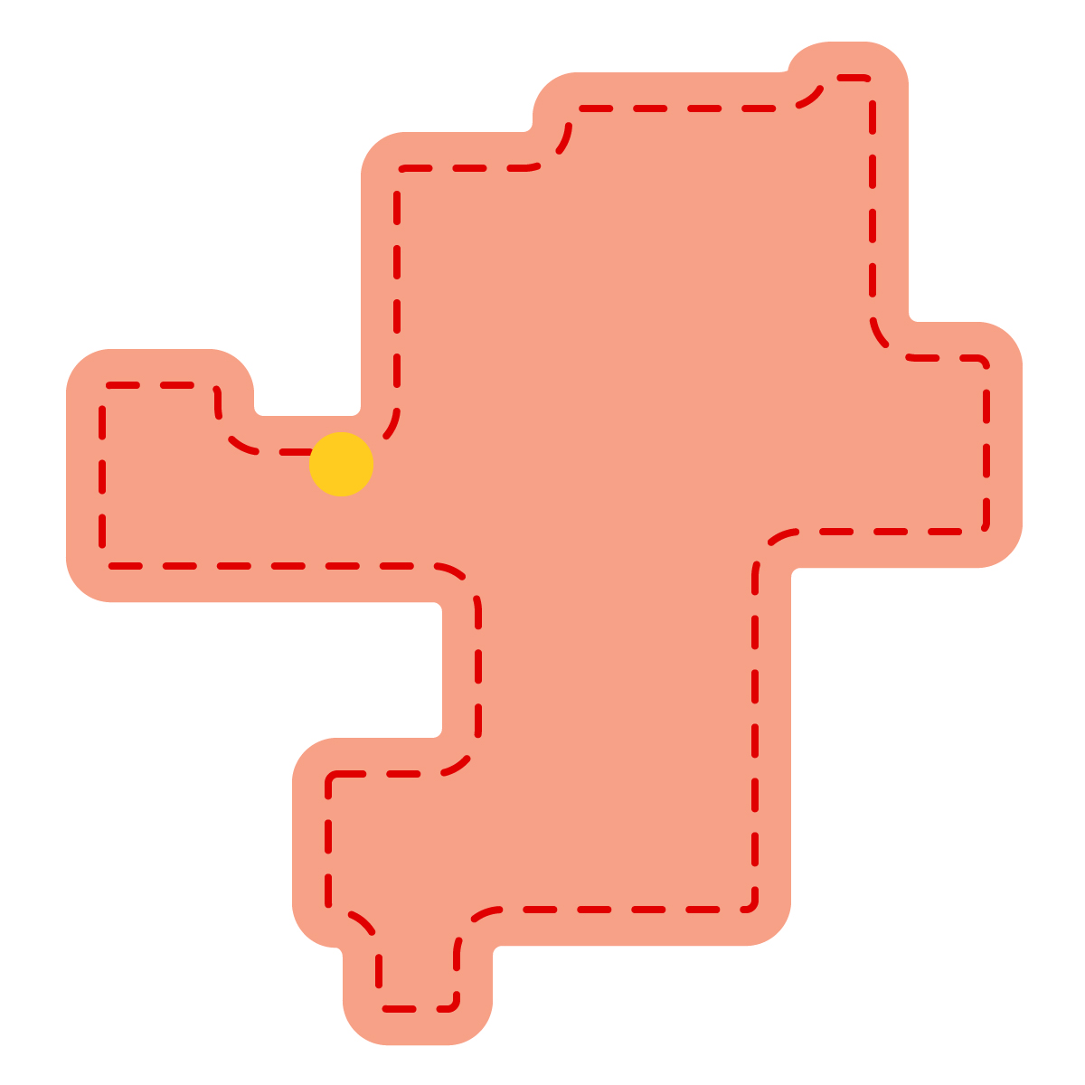 福岡県の無料フリーイラスト｜簡易・県庁あり・角丸ステッチ(赤)