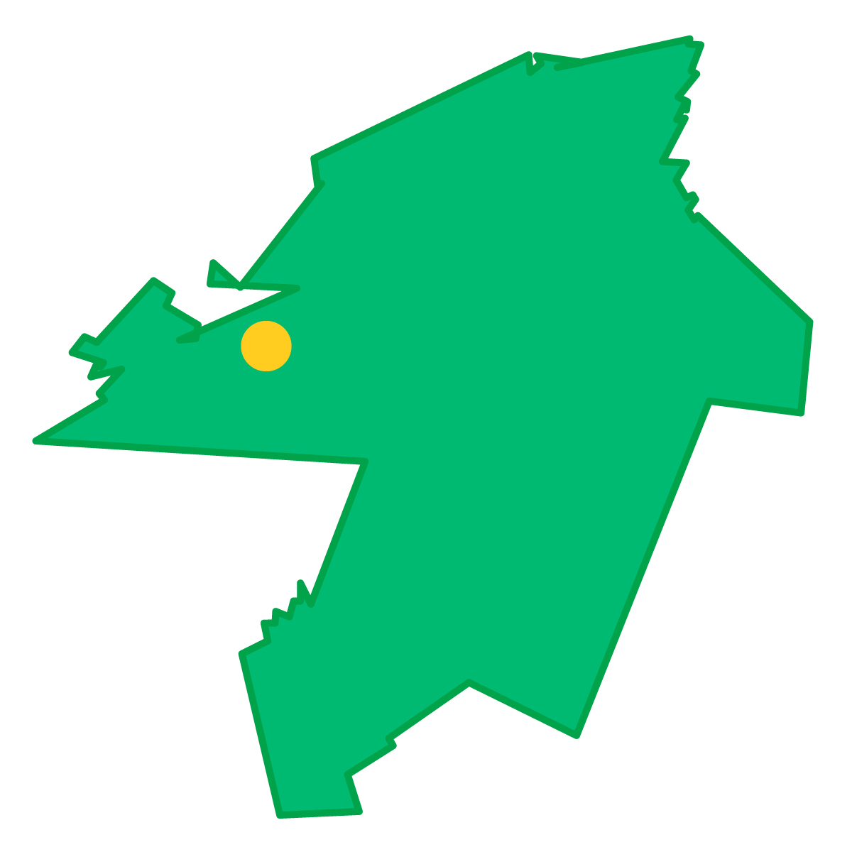 福岡県の無料フリーイラスト|簡易・県庁あり・単純化(緑)