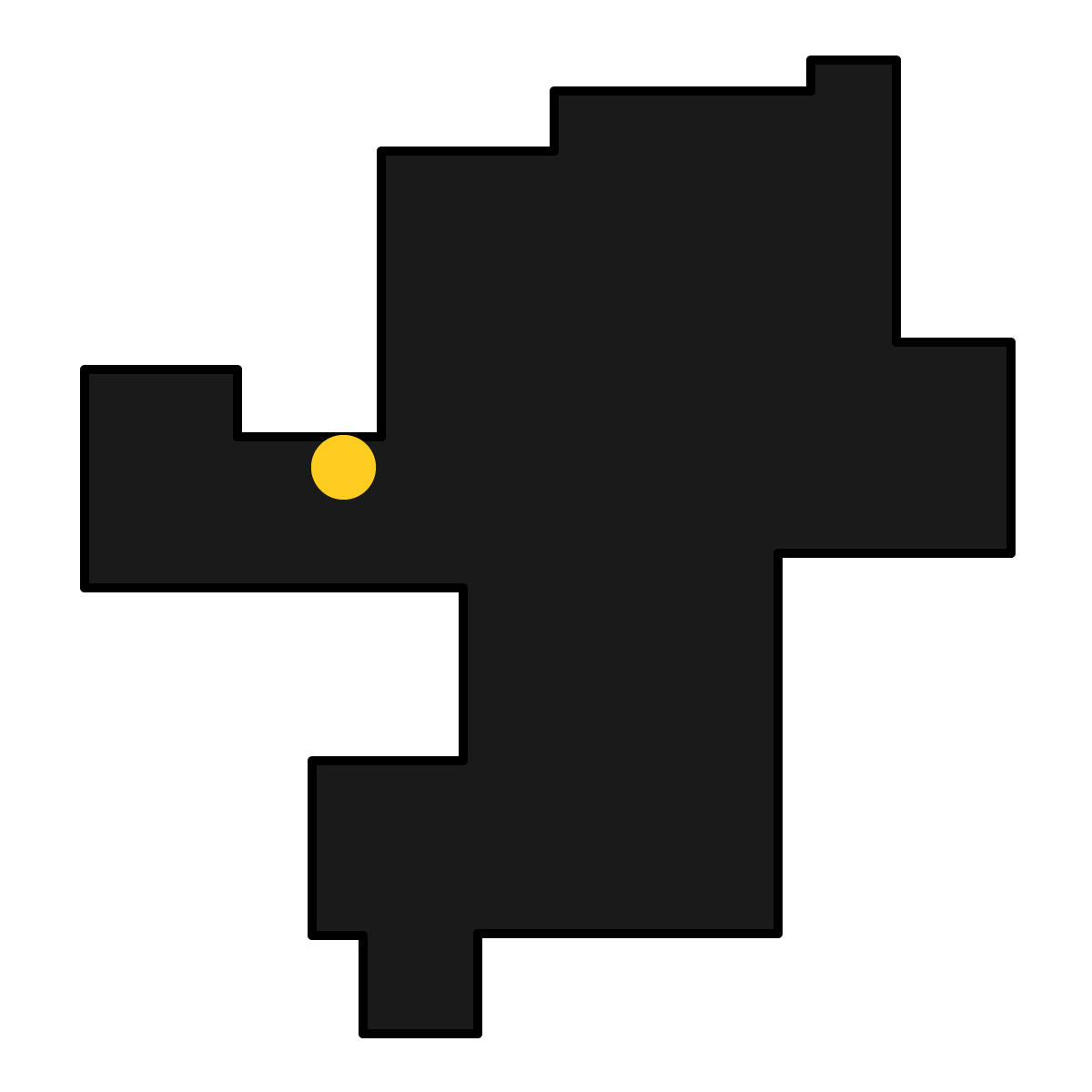 福岡県の無料フリーイラスト|簡易・県庁あり・四角(黒)