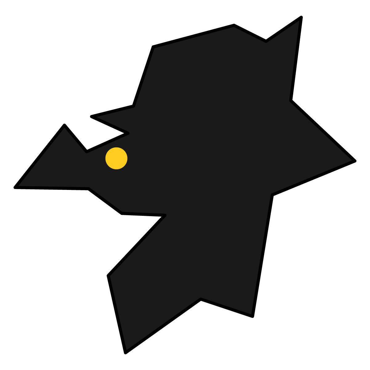 福岡県の無料フリーイラスト｜簡易・県庁あり・三角(黒)