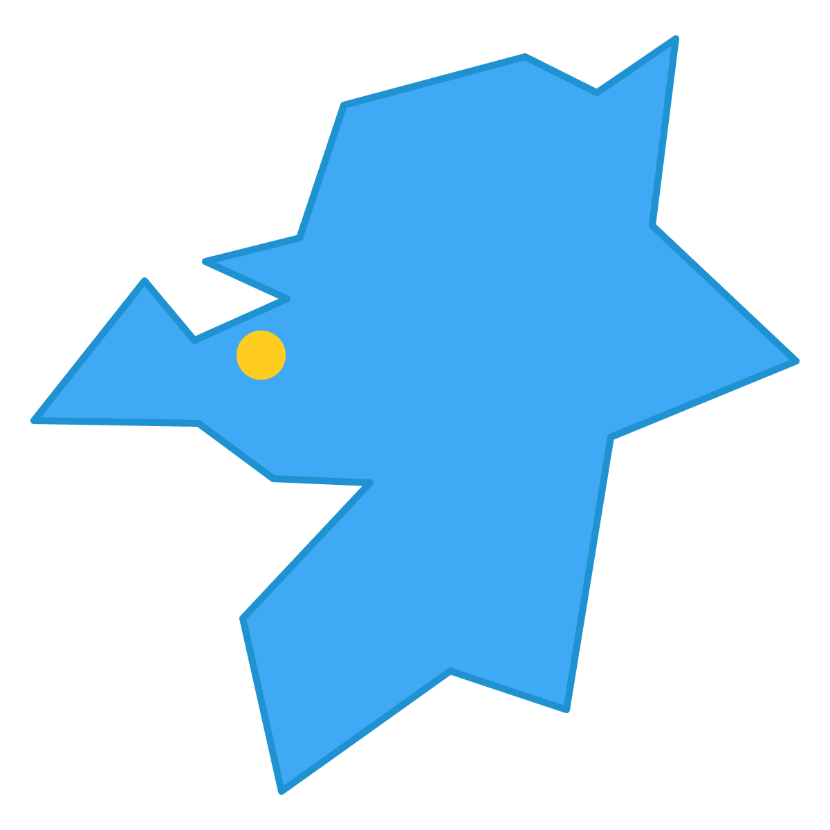 福岡県の無料フリーイラスト｜簡易・県庁あり・三角(青)