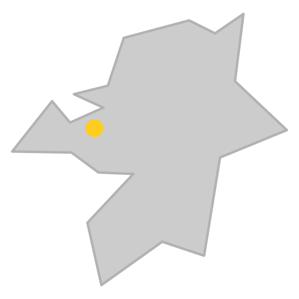 福岡県の無料フリーイラスト｜簡易・県庁あり・三角(グレー)