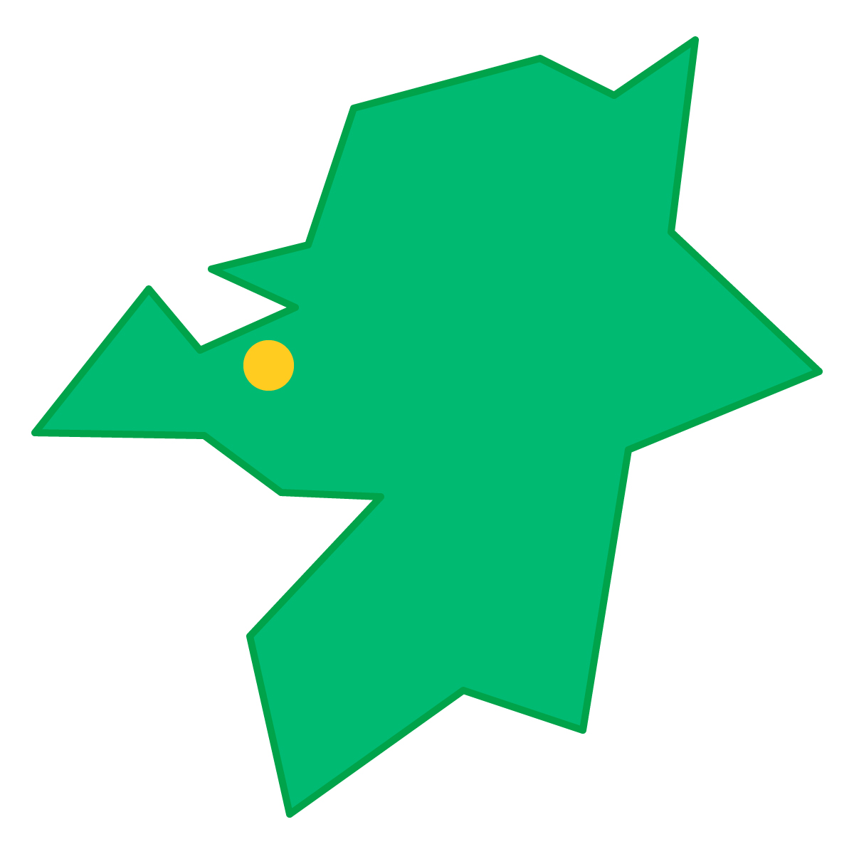 福岡県の無料フリーイラスト｜簡易・県庁あり・三角(緑)