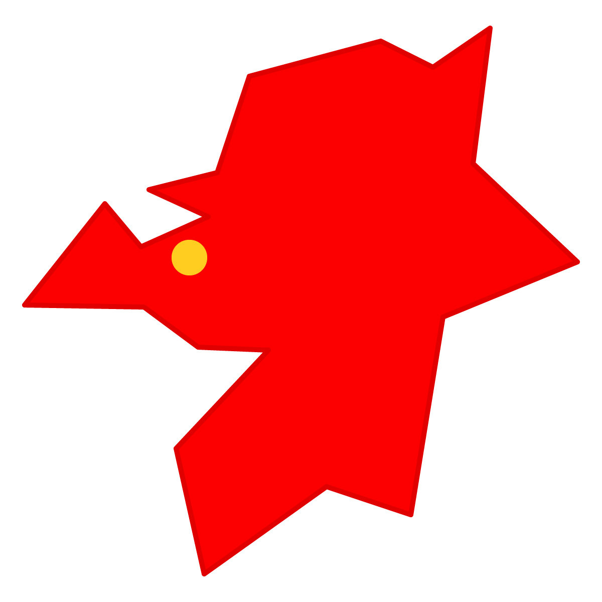 福岡県の無料フリーイラスト｜簡易・県庁あり・三角(赤)