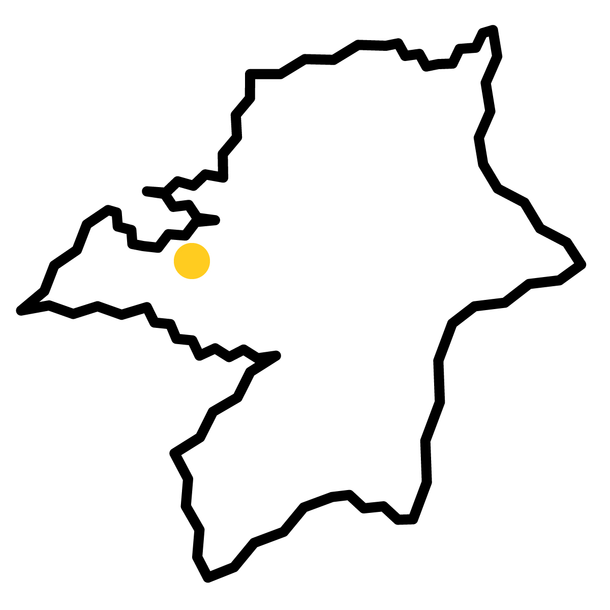 福岡県の無料フリーイラスト｜簡易・県庁あり・ジグザグ(黒)