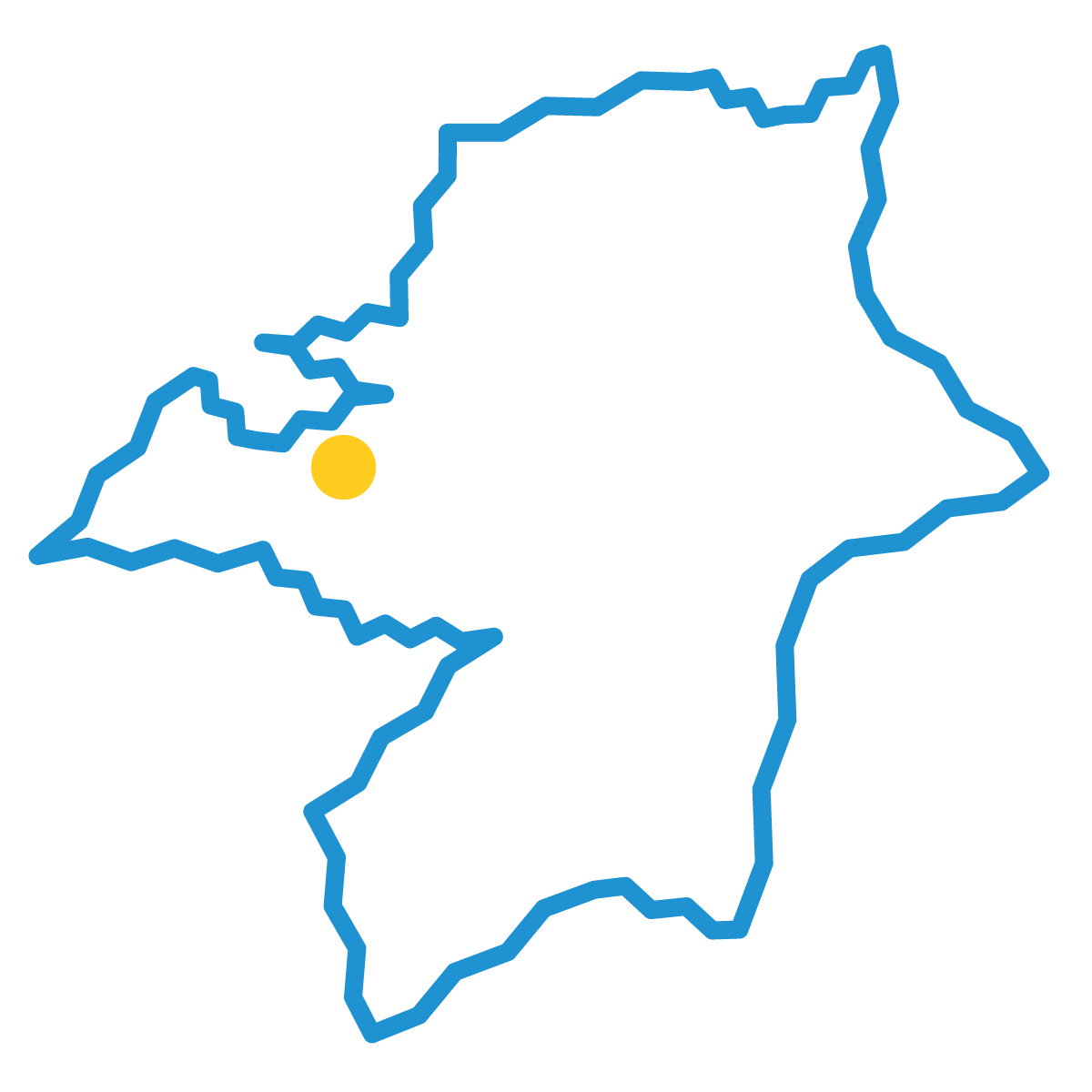 福岡県の無料フリーイラスト|簡易・県庁あり・ジグザグ(青)