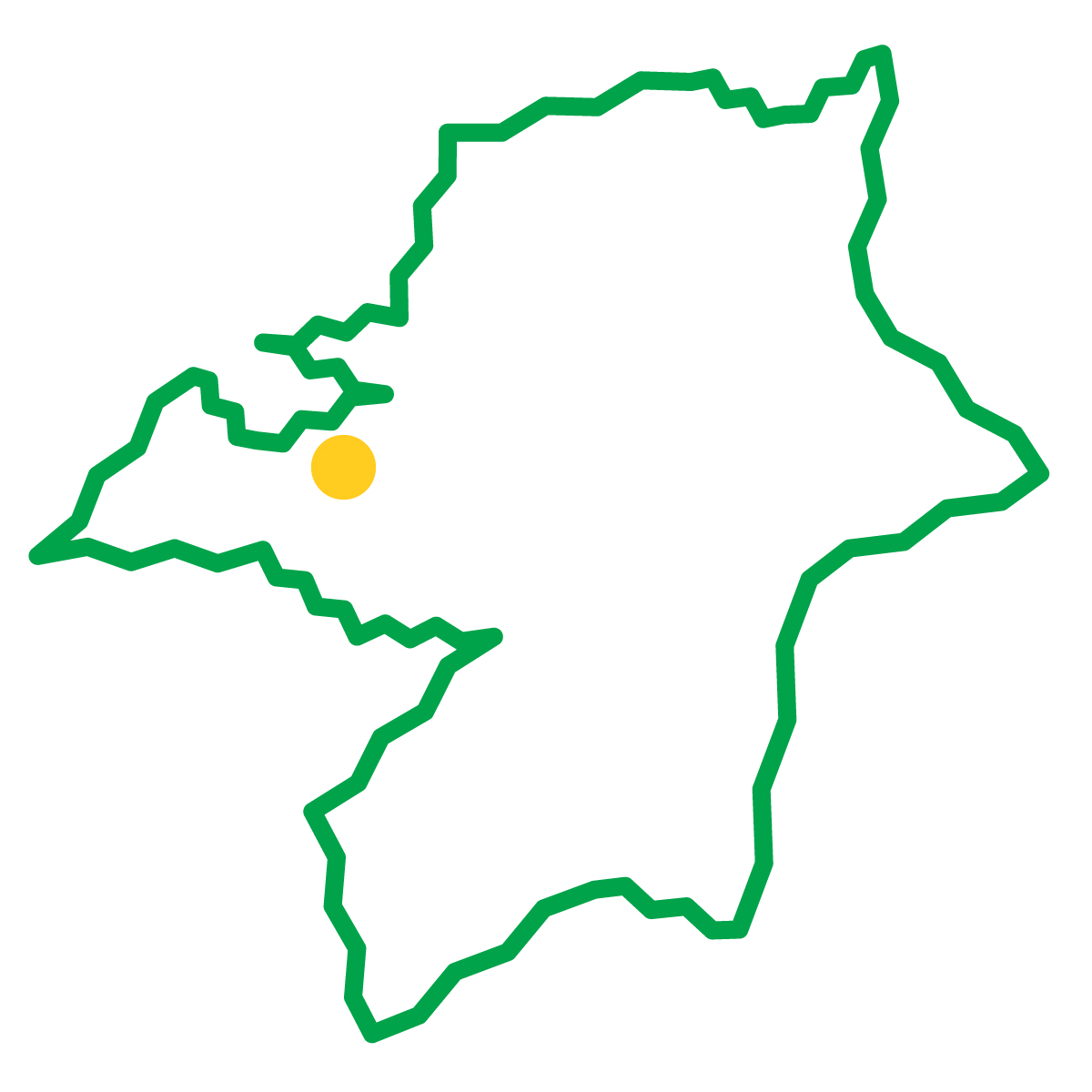 福岡県の無料フリーイラスト｜簡易・県庁あり・ジグザグ(緑)