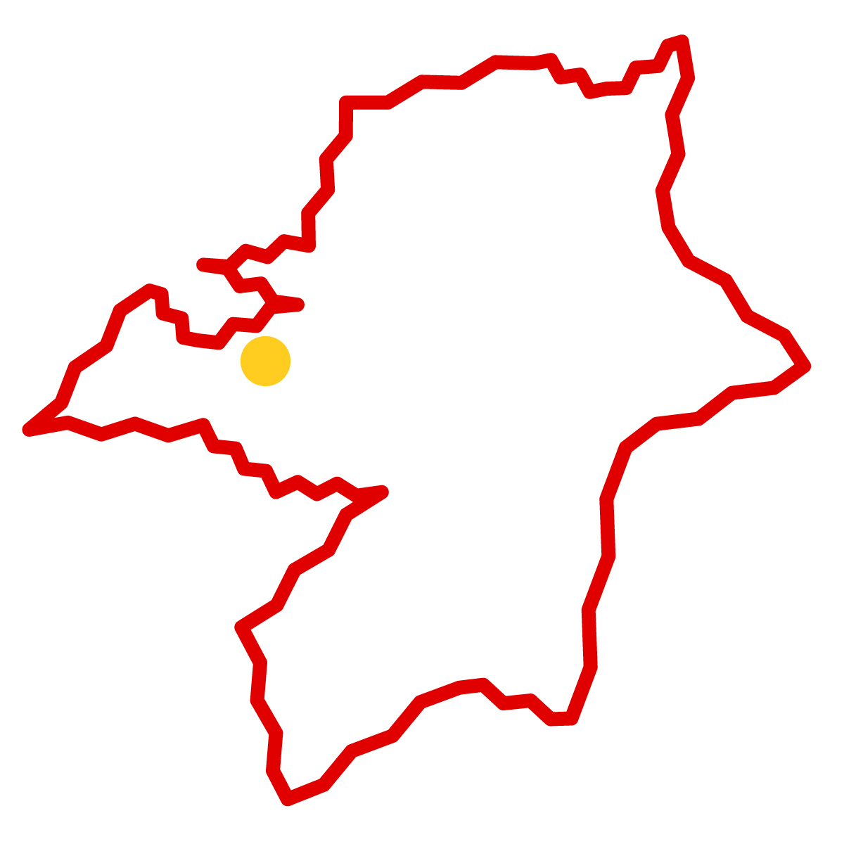 福岡県の無料フリーイラスト|簡易・県庁あり・ジグザグ(赤)