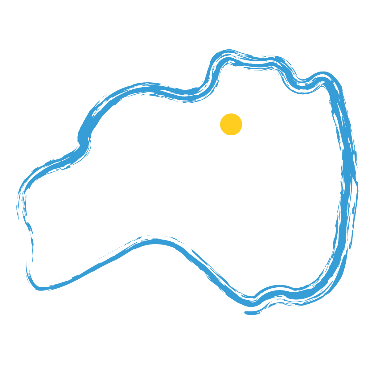福島県の無料フリーイラスト|簡易・県庁あり・毛筆(青)