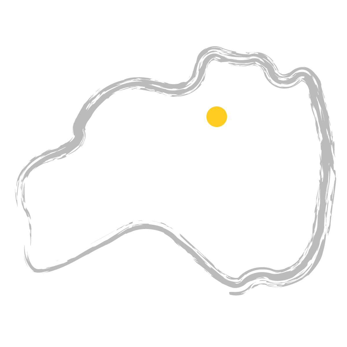 福島県の無料フリーイラスト｜簡易・県庁あり・毛筆(グレー)