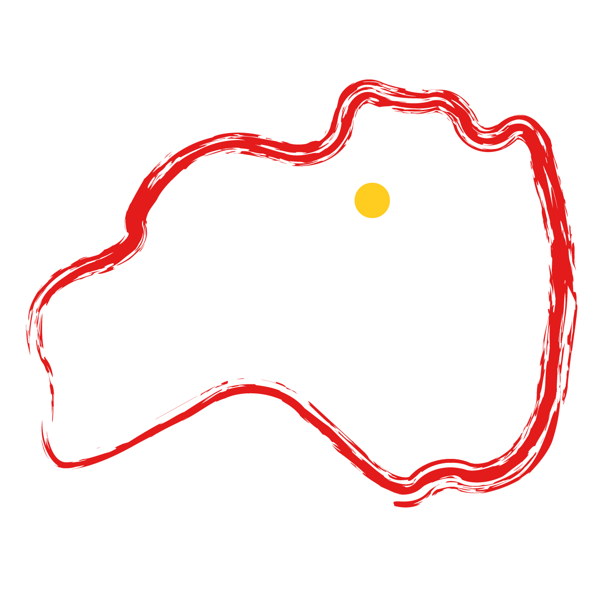 福島県の無料フリーイラスト|簡易・県庁あり・毛筆(赤)