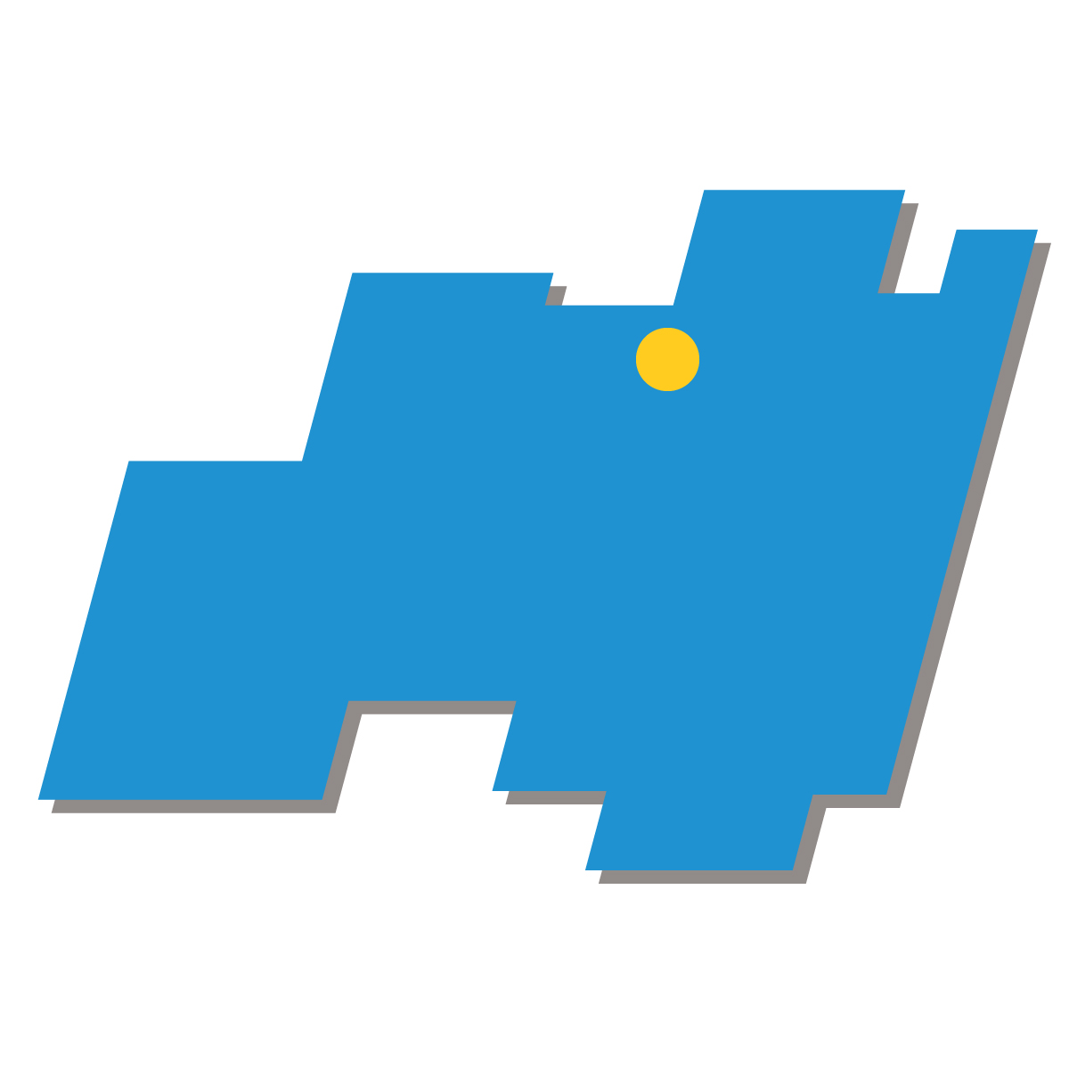 福島県の無料フリーイラスト|簡易・県庁あり・四角斜め(青)