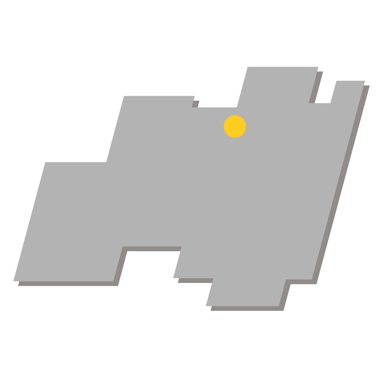 福島県の無料フリーイラスト｜簡易・県庁あり・四角斜め(グレー)