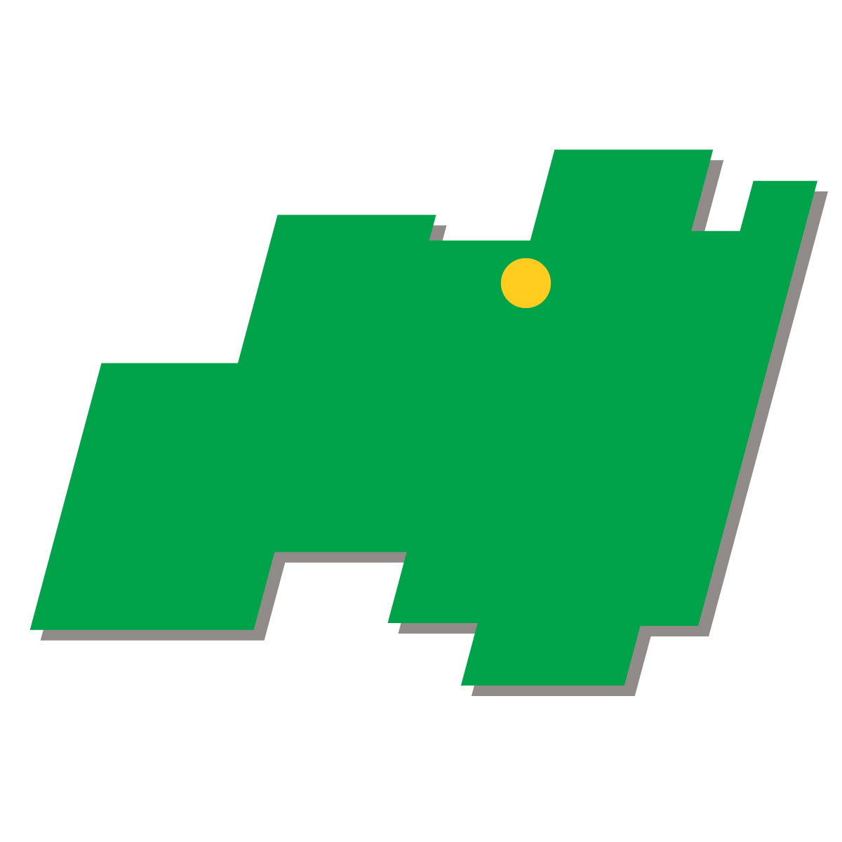 福島県の無料フリーイラスト|簡易・県庁あり・四角斜め(緑)