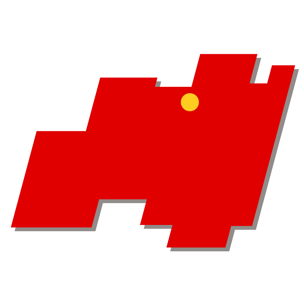 福島県の無料フリーイラスト|簡易・県庁あり・四角斜め(赤)