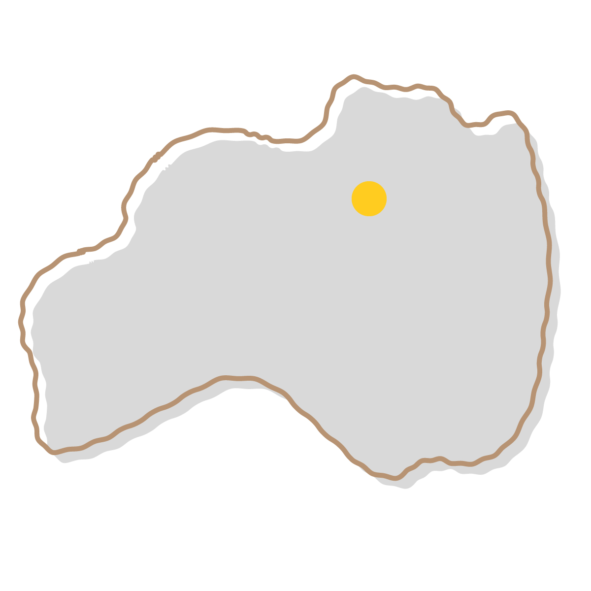 福島県の無料フリーイラスト|簡易・県庁あり・イラスト風(グレー)